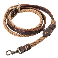 Handcrafted Leather & Rope Dog Leash: Rustic Charm for Canine Companions