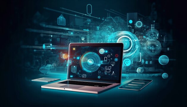 online software solutions technology tools background for website design creative artwork 