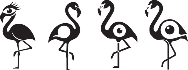 Flamingo Vector Set with Creative and Abstract Bird Designs for Wildlife Graphics