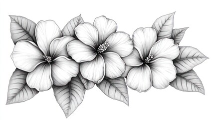 Fototapeta premium Elegant monochrome floral illustration