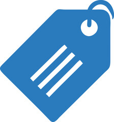 Blue Price Tag Icon with White Lines on White Background Retail Concept