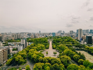 tokyo, japan - 10 august 2025 aerial view of Kiba Park