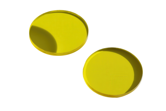Two Bright Yellow Circular Discs on Transparent Background