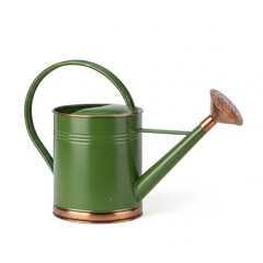 a green watering can with a handle
