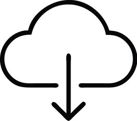 Cloud download icon with downward arrow download symbol