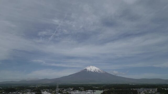 aerial view of Mount Fuji and the city of Gotemba