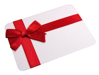 Red Gift Card with Bow and Ribbon