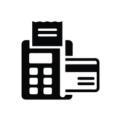 Fototapeta premium Isolated Black Payment Terminal and Credit Card Icon on White Background