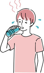 水を飲む男性のイラスト