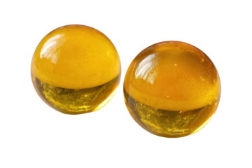 Two Glossy Yellow Spheres on Transparent Background