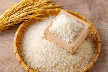 Japanese Rice in a Masu Box

A close-up of Japanese white rice in a traditional wooden masu box, with golden rice stalks in the background. This image captures the freshness and tradition of Japanese 