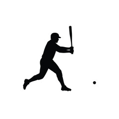 Baseball player swinging bat at ball batter