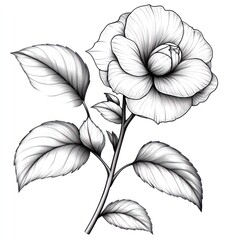 Fototapeta premium Elegant line art rose illustration