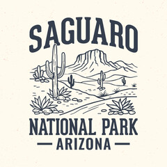 Saguaro National Park, Arizona - Adventure t-shirt design for tourism