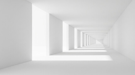 Obraz premium Futuristic Minimalist Hallway of Light and Shadow in Endless Perspective