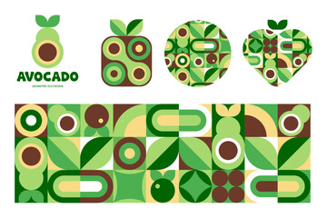 Avocado Retro Geometric Design and pattern with logo