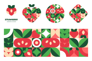 Strawberry Modern Geometric Pattern with logo