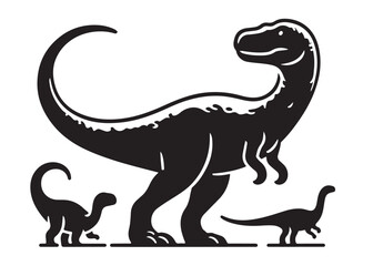 dinosaur logo silhouette vector, dinosaur logo vector silhouette illustration, tyrannosaurus rex silhouette logo vector, powerful predator dinosaur logo silhouette vector on white background.