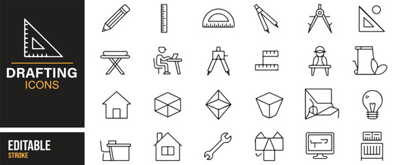 Drafting vector pack – architecture, house, design, education symbols