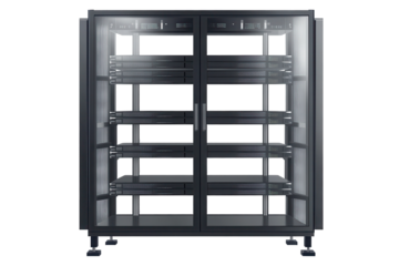 Server rack featuring multiple servers arranged in an organized manner showcasing high-tech infrastructure for data management and storage solutions
