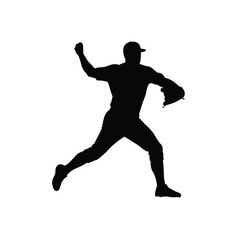 Baseball pitcher throwing ball silhouette sport