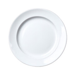 White Round Ceramic Plate on Transparent Background