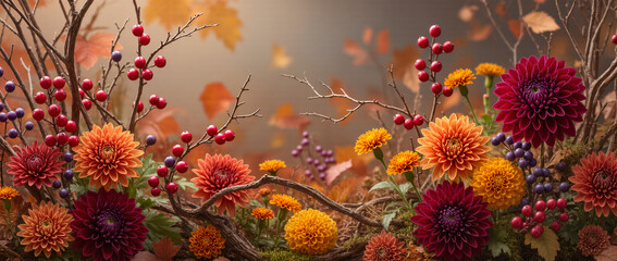 Autumn Bloom Display With Vibrant