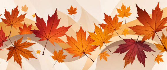Vibrant autumn leaves dancing in a gentle breeze on a tranquil day