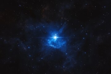 Celestial cosmic scene with blue nebula and bright star in deep space