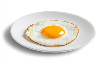 Minimalistic breakfast concept with sunny side up egg on white plate