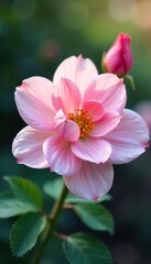 Fototapeta premium Close-up of delicate blossoms, petals gently unfurling, suggesting the soft inhale and exhale of breathing A tranquil scene of floral life in full bloom , sunlight, healthy, botanical