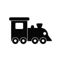 Simple silhouette of a classic steam locomotive train with wheels and smoke stack