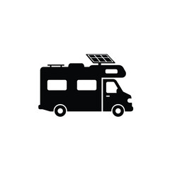 Black camper van with solar panel vehicle transportation
