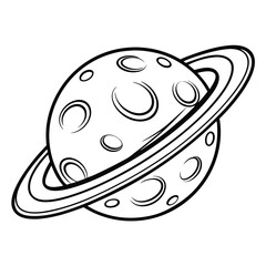 Cartoon Ringed Planet Vector, Galaxy Space Element with White Background Isolated