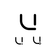 Technical logo Letter U, digital cyber space alphabet font, set of three different symbols