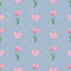 seamless pattern with flowers and bow ,fabric patterns, gift wrapping paper, notebook cover, phone case pattern 