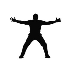 Man arms outstretched black silhouette white