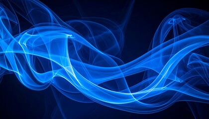 Abstract blue smoke swirls on a black background