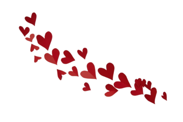 Red Hearts Floating on Black Background