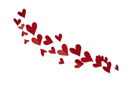 Red Hearts Floating on Black Background