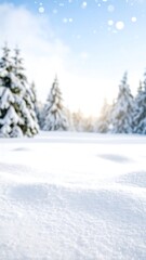 Fototapeta premium Snowy winter forest landscape, soft focus