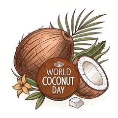 World coconut day, World coconut day art design,  World coconut day illustration,  World coconut day poster, World coconut day logo, World coconut day photo 
