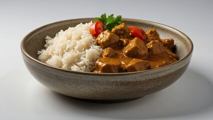 Delicious Chicken Tikka Masala with Rice and Fresh Tomatoes