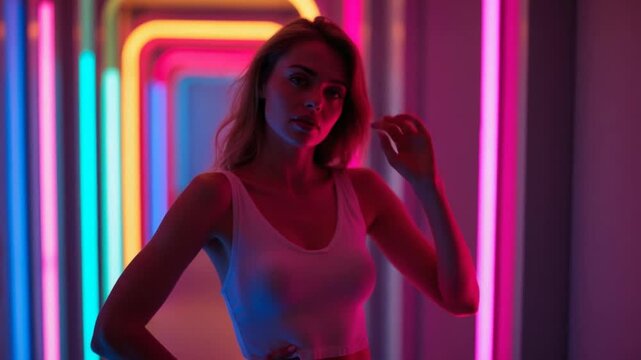 Vibrant Posing with Neon Lights