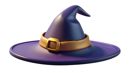 Naklejka premium A purple witch hat with a gold buckle isolated on transparent background, perfect for halloween or any magical occasion, adding a touch of whimsy and charm