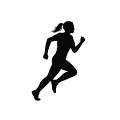 Woman running silhouette sport athlete