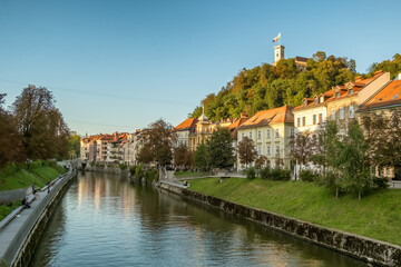Obraz premium Old town of Ljubljana in autumn, Slovenia