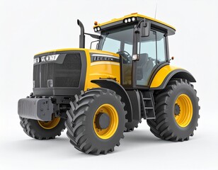 Fototapeta premium Yellow and Black Modern Farm Tractor on white background 