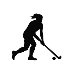 Female hockey player silhouette sport action