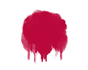 pink  paint splatter with dripping effect isolated on white background. Abstract grunge circle stain for modern art, graphic design, and digital texture. Vivid creative brush mark.